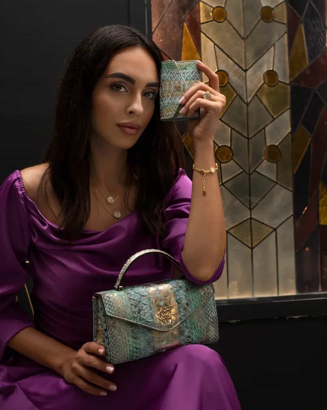 Genuine Python Leather Shoulder Bag