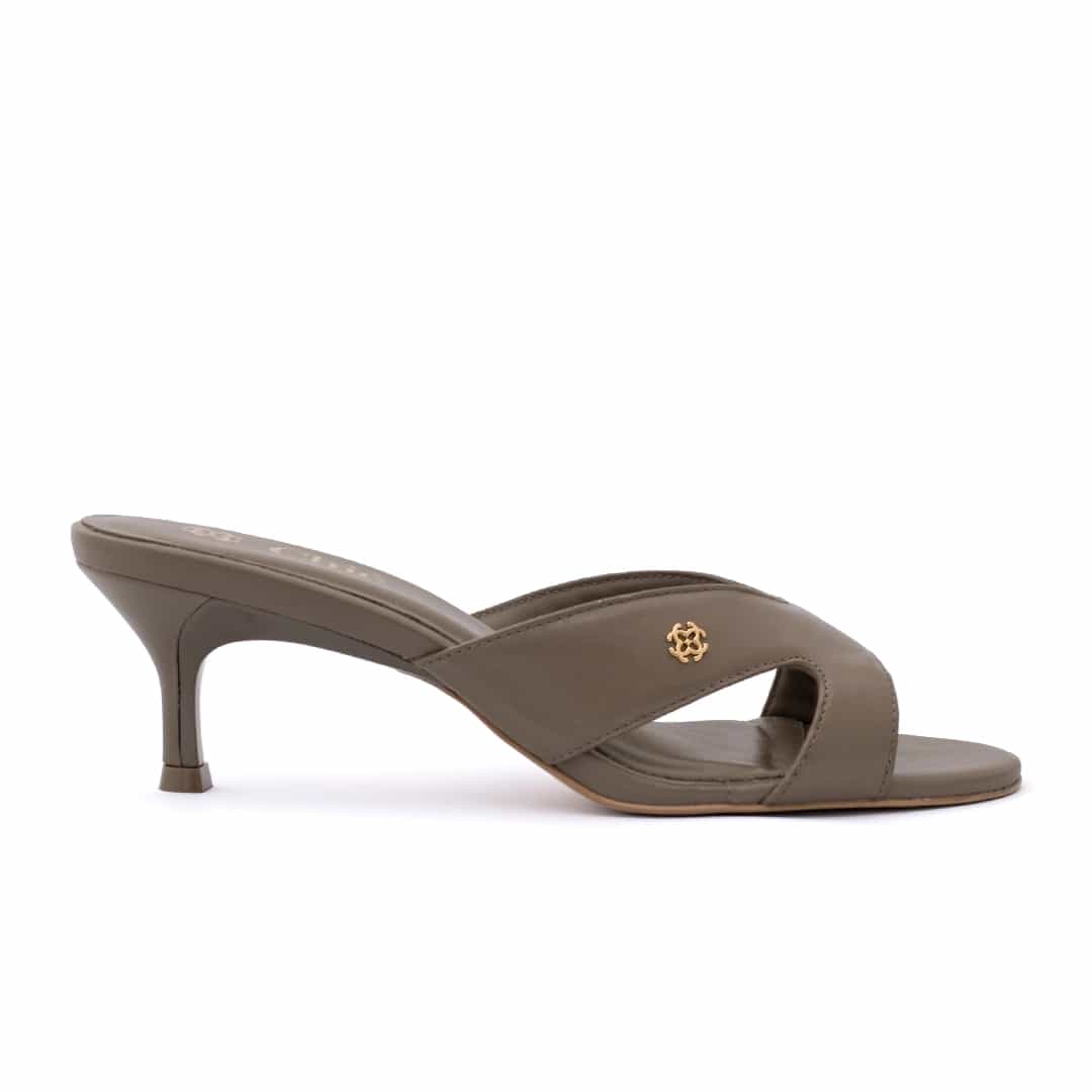 Nappa Leather Kitten Heel Sandals with Buckle