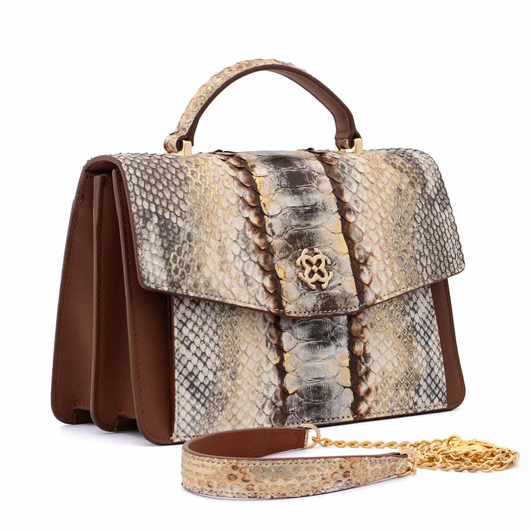 Chic Genuine Python Leather Exotic Handbag for Women