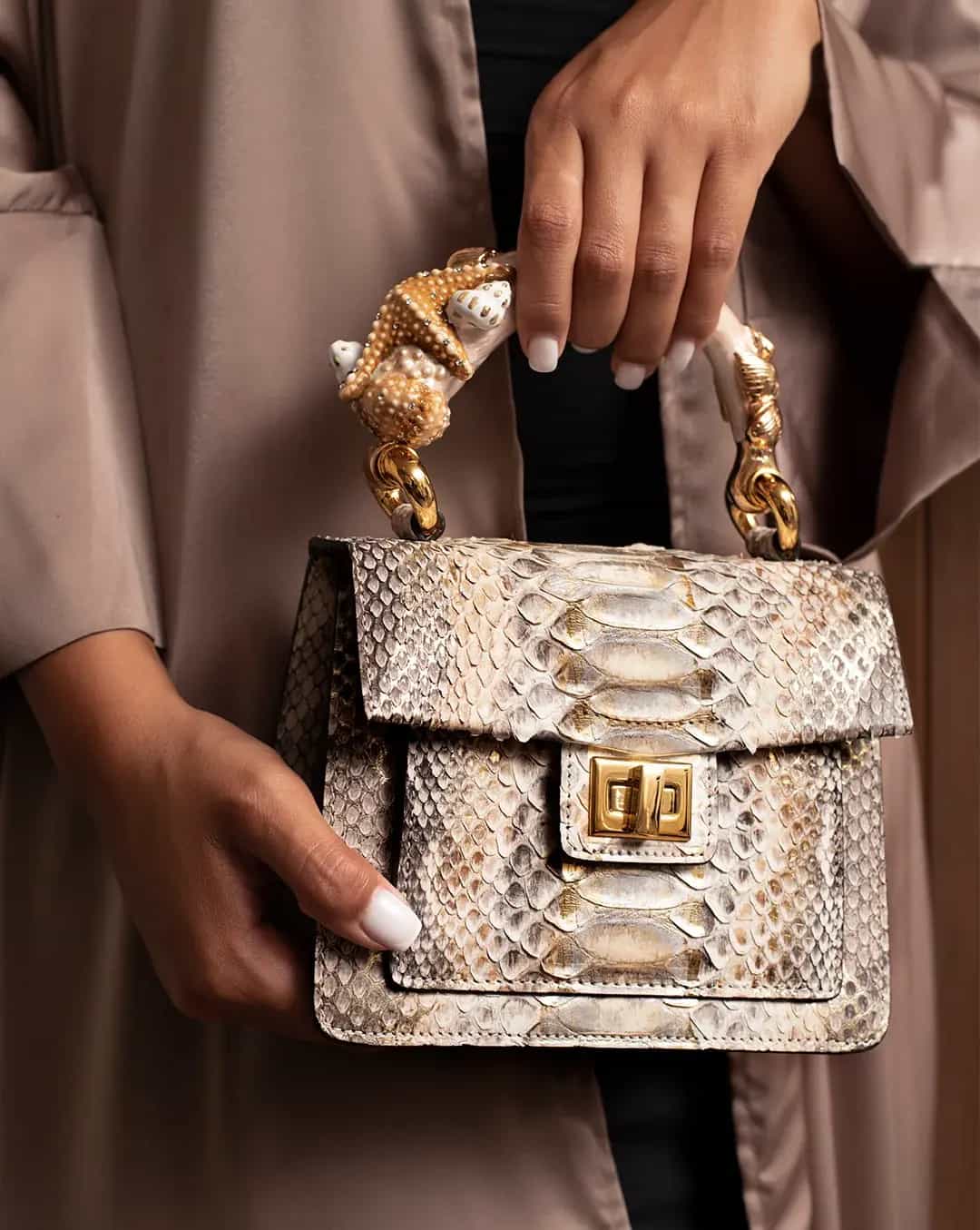 Luxury Trendy Python Leather Handbag