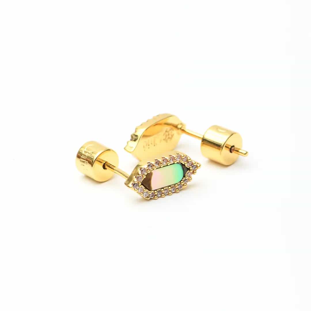 Safiya Hexagon Pave Earrings by Chic