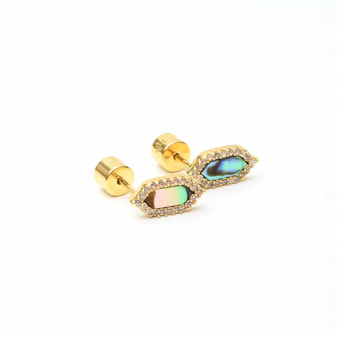 Safiya Hexagon Pave Earrings by Chic