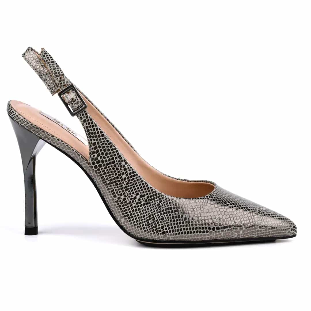 Metallic High Heel on Snake Print Leather