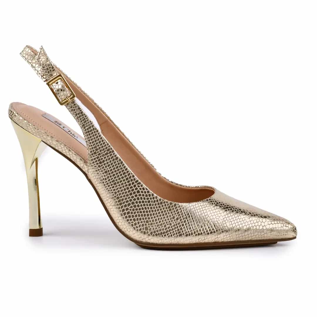 Metallic High Heel on Snake Print Leather