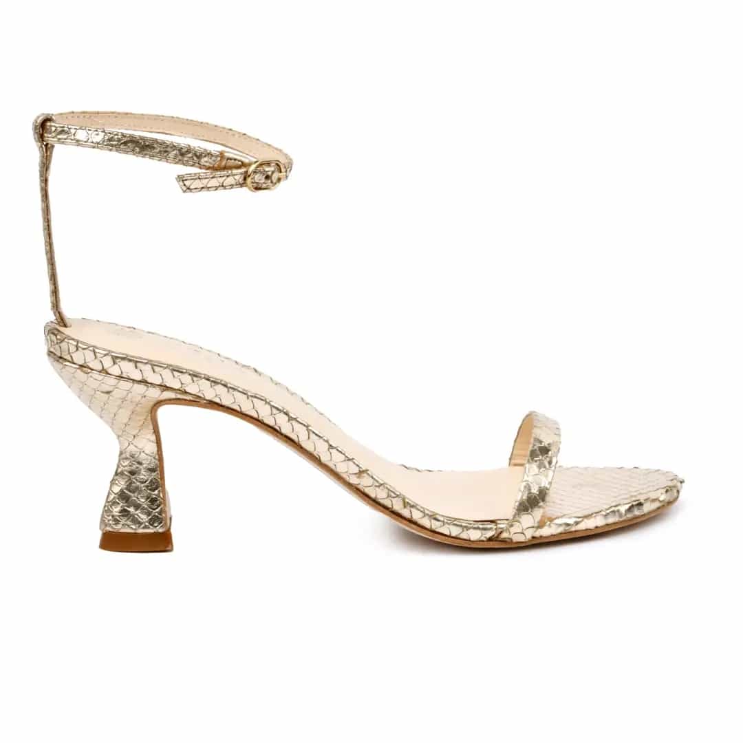 Elegant Sandals Made of Snake Printed Leather
