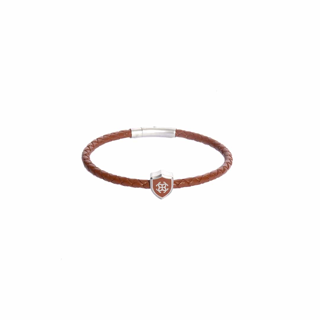 Woven Shield Leather Bracelet for Men