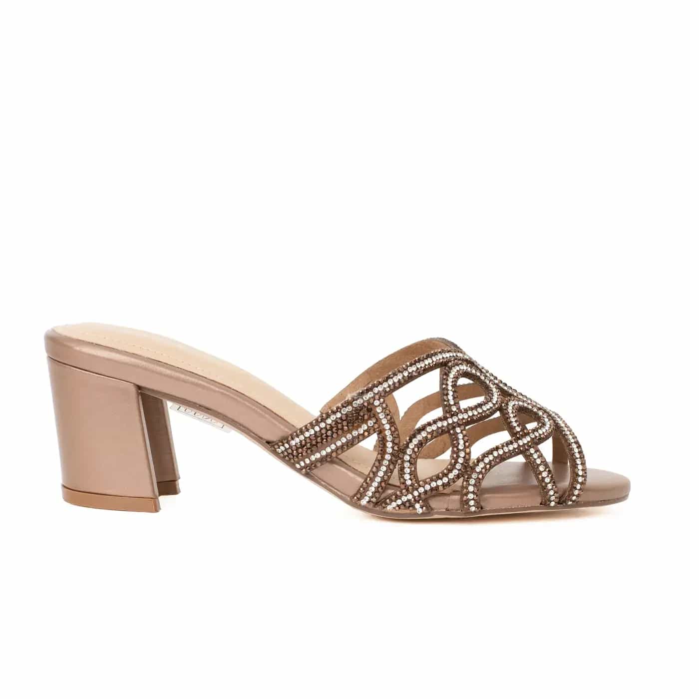 Chic Rhinestone Embellished Heeled Slipper