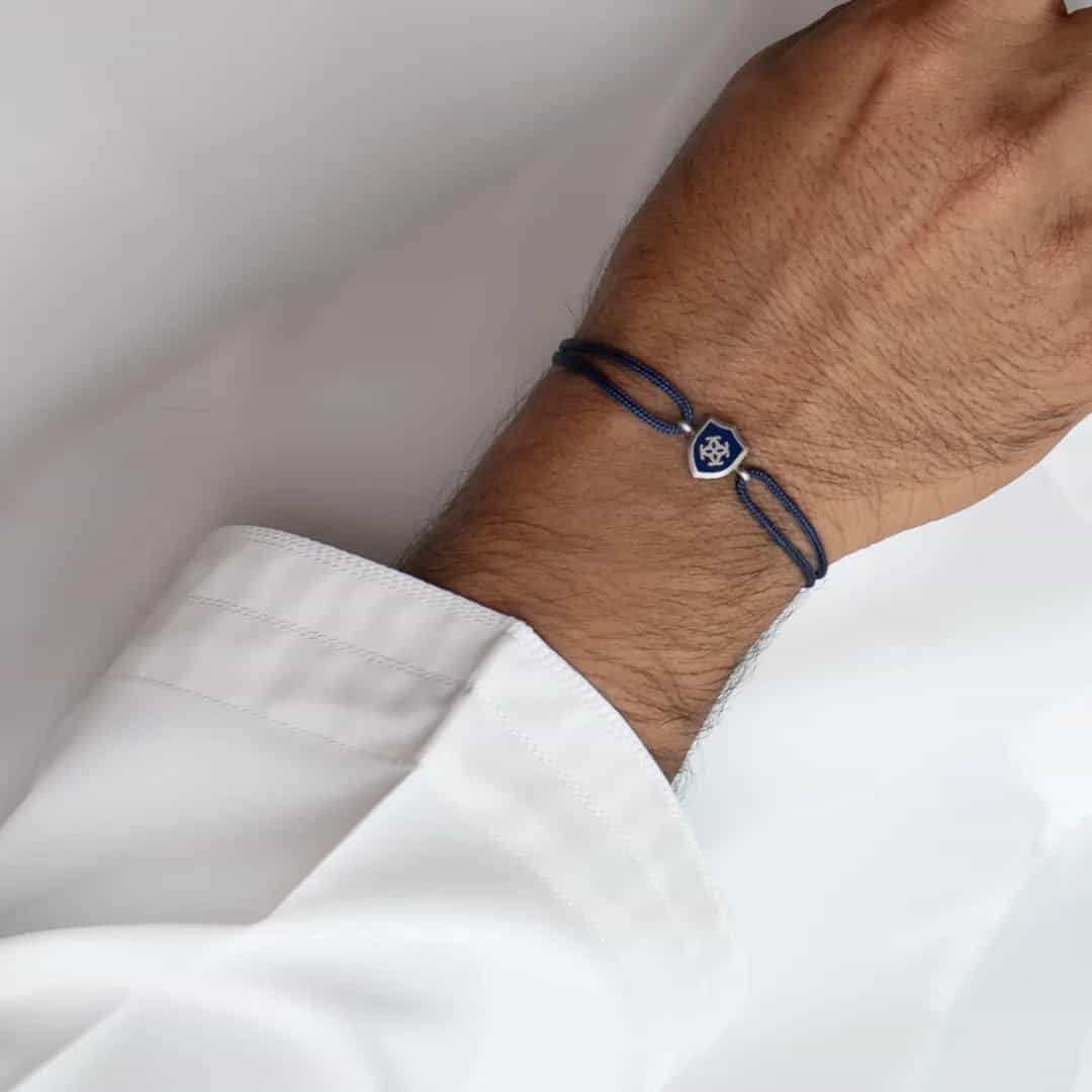 Men’s Fabric Cord Bracelet with Signature Shield